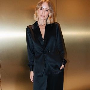 Anine Bing Black 100% Silk Blazer, XS
